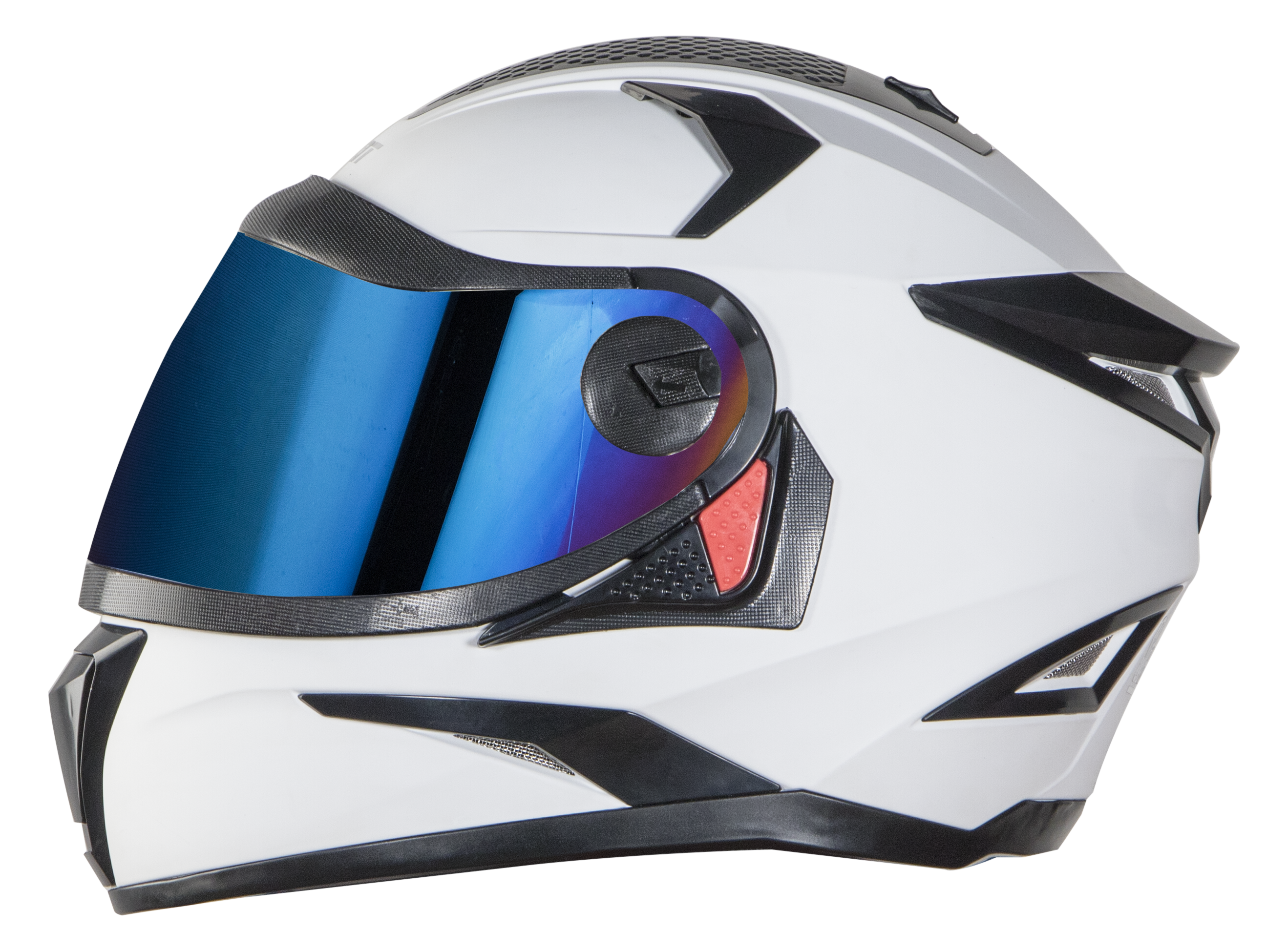 SBH-17 OPT MAT WHITE WITH CHROME BLUE VISOR (WITH EXTRA FREE CABLE LOCK AND CLEAR VISOR)